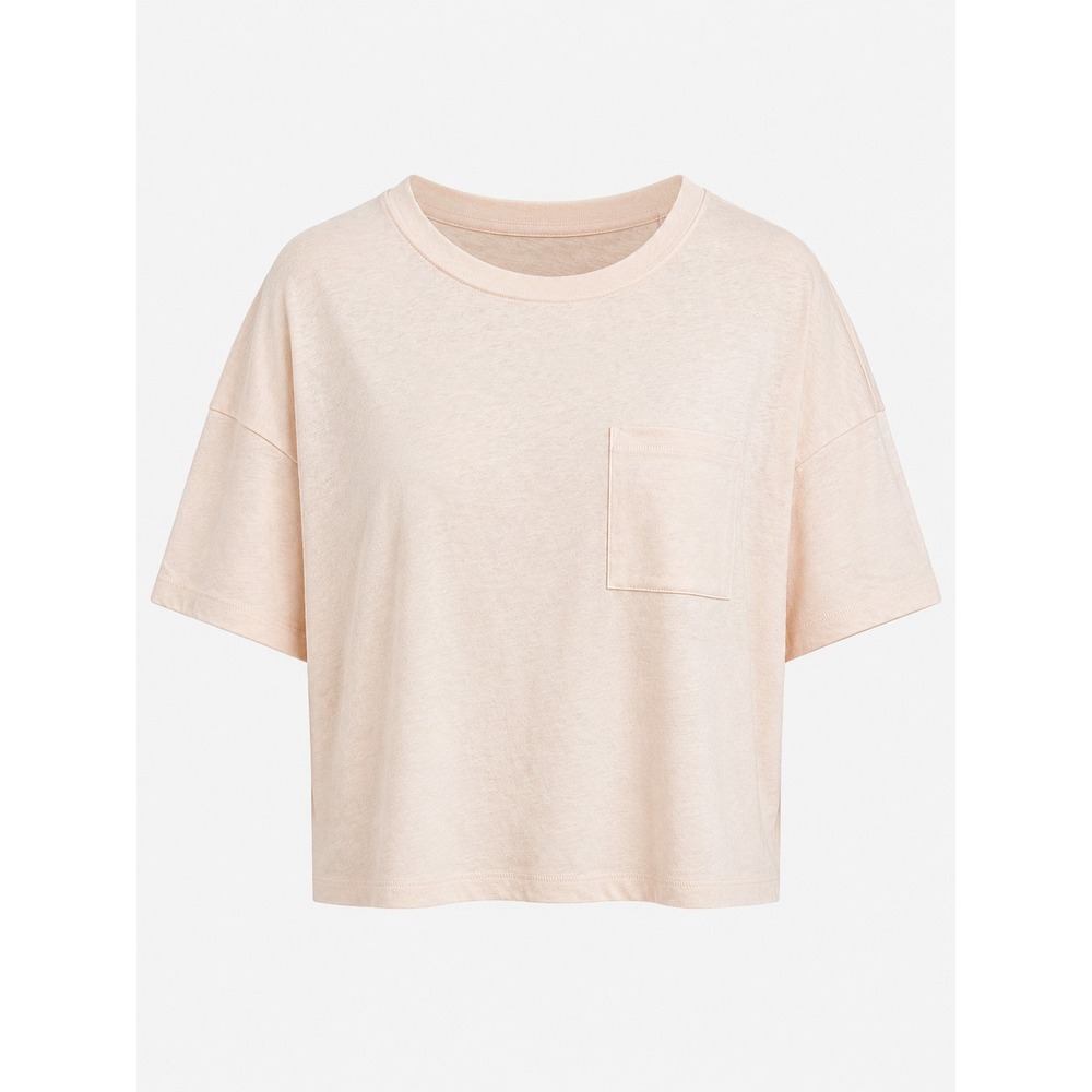 New Everlane Box Cut Crop Top Pocket Tee Pink Elevated Basic Large Minimalist